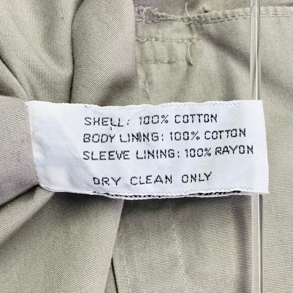 GIORGIO ARMANI Vintage Size L Khaki Cotton Open Front Belted Trenchcoat - Picture 11 of 11